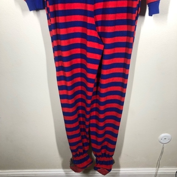 Nick & Nora Sock Monkey Zip Up Onesie Sleepwear Pajamas One Piece Small Red Blue - Picture 7 of 10